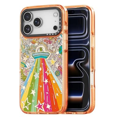 Rosarnnah for iPhone 17 Pro Max Case Cute - Military-Grade 6.6 ft Drop Protection Shockproof Phone Case - ET Alien Design (6.9') Cosmic Orange
