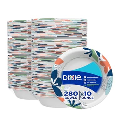 Dixie Small Paper Bowls, 10 Oz, 36 Count (Pack of 8), Microwave-Safe, Soak-Proof, Disposable Bowls Great For Snacks, Dessert, And Light Lunch Meals