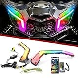 RGB LED Front Signature Beam Light Replacement for Can Am Maverick X3 XDS XRS Max Turbo R 2017-2024,with DRL Turn Signal Light,X3 Fang Light Assembly,IP68 Waterproof,Plug and Play,Remote/App Control