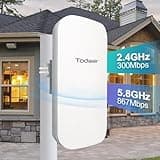 TODAAIR Outdoor WiFi Extender，IP65 Weatherproof，WiFi Booster and Signal Amplifier，WiFi Extender Outdoor Long Range，Up to 1200Mbps Dual Band WiFi Repeater ，Support Repeater & AP Mode