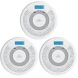 3 Pack Combination Photoelectric Smoke Alarm and Carbon Monoxide Detector Battery Operated with Digital Display (White)