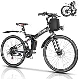 Vivi M026TGB Electric Bike 26" Electric Bike for Adults, Peak 750W Folding Electric Mountain Bike, 48V Removable Battery Ebike, 21 Speed System Electric Bicycle, Top 22 Mph, Up to 50 Miles, UL 2849