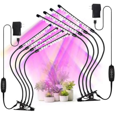 Grow Lights for Indoor Plants - 84 LED Full Spectrum Clip Plant Growing Light (4 Heads 2 Pack)