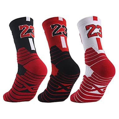 dtrqmow Elite Basketball Socks with Compression & Cushion for Men and Women - Running Athletic Crew Socks