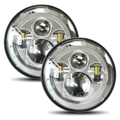 UNI-SHINE 2pcs Projector 7 Inch LED Headlight Hi/Lo Beam Chrome 7’’ Round H6024 LED Headlight Compatible with Jeep Wrangler JK CJ TJ fit for Miata, for Chevy SC2