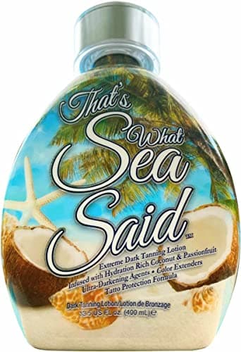 That’s What Sea Said Tanning Bed Lotion Accelerator for Indoor & Outdoors, Fast Dark Tan Enhancer with Coconut Oil & Aloe, Moisturizing Indoor Tanning Lotion for Face & Body, Tattoo-Safe, No Bronzer