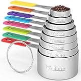 Wildone 8-Piece Measuring Cups Set, Stainless Steel Nesting Measuring Cups, Perfect for Dry and Liquid Ingredients, Dishwasher Safe