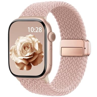 Braided Stretchy Band Compatible with Apple Watch Bands 38mm 40mm 41mm 42mm 44mm 45mm 46mm 49mm Women Men, Soft Nylon Solo Loop Magnetic Sport Strap for iWatch Series 11 10 9 8 7 6 5 4 3 2 1 SE Ultra