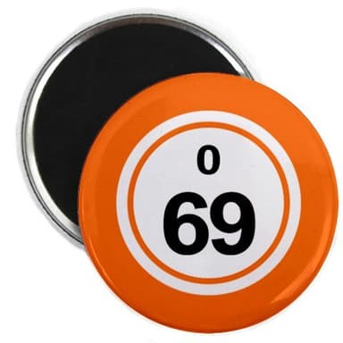 Bingo Ball O69 SIXTY-NINE Orange 2.25 inch Fridge Magnet