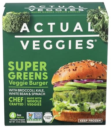 Actual Veggies, Frozen Burger Plant Based Green, 12 Ounce