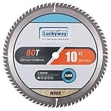 Luckyway 10 Inch Miter/Table Saw Blades 80T Ultra Finish Wood Cutting with 5/8 Inch Arbor TCT Circular Saw Blade for Cutting Wood