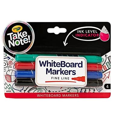 Crayola Take Note Dry Erase Markers, Fine Line, 4 Count