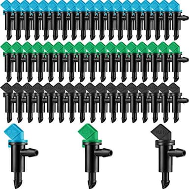 60 Pieces Drip Emitter Garden Flag Irrigation Dripper in 3 Sizes, Trees and Shrubs, 1 GPH, 2 GPH, 4 GPH