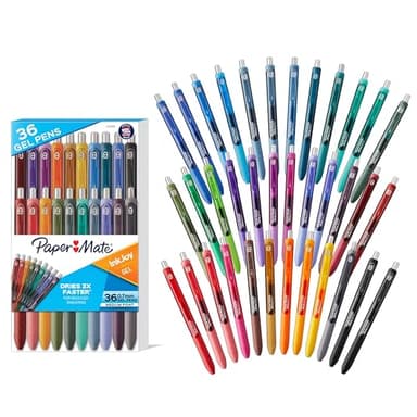 Paper Mate InkJoy Gel Pens, Retractable, Medium Point (0.7 mm), Assorted Colors, 36 Count - Office Supplies, Smooth, Colorful Ink