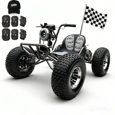 Zyliathor Electric Off-Road Go Kart for Teens & Adults, 48V Peak 4000W Brushless Motor, Up to 31 MPH, 3 Speed Mode, Reverse, Shaft Drive Differential, AT19x7-8 Tire with Aluminum Rim (Black)
