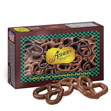 Asher's Chocolates, Chocolate Covered Pretzels Assortment, Gourmet Sweet and Salty Candy, Small Batches of Kosher Chocolate, Family Owned Since 1892 (14.5oz, Milk and Dark Chocolate)
