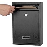 KYODOLED Key Lock MailBoxes for Outside, Locking Wall Mount Mailbox, Security Key Drop Box for Letters Newspapers, Cards, 12.4H x 8.54L x 3.35W Inches, Black