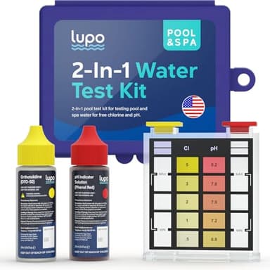 LUPO 2-In-1 Pool Test Kit | Pool Testing Kit For Residential Swimming Pools & Spas For Testing Free Chlorine & pH | Pool Chemical Test For Quick & Accurate At-Home Pool Water Testing
