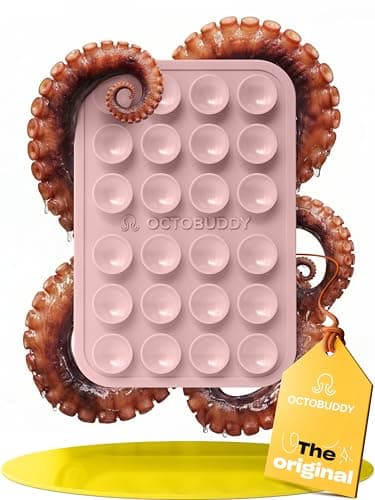 OCTOBUDDY Classic - Silicone Suction Phone Case Adhesive Mount - Hands-Free, Strong Grip Holder for Selfies and Videos - iPhone and Android Compatible - 2.25″ x 3.25″, Chalk Pink