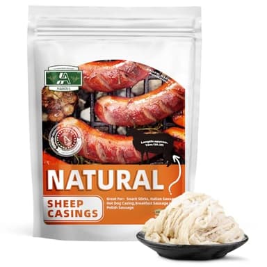 Natural Sheep Sausage Casing,Edible Casings for Sausage Making,Grade A,Great for Snack Sticks,Italian Sausage,Hot Dog Casing, Breakfast Sausage Links and Most Sausage -12M/39ft,Φ22-24mm