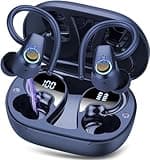 Wireless Earbuds Bluetooth 5.4 Headphones Sport, 50H Stereo Ear Buds Dual LED Display, 2025 Bluetooth Earbuds with 4 ENC Noise Canceling Mic, IP7 Waterproof Earphones with Earhooks for Running, Navy