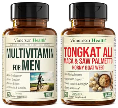 Vimerson Health Multivitamin for Men & Tongkat Ali for Men with Horny Goat Weed, Maca Root Powder, Tribulus Terrestris, Saw Palmetto Extract