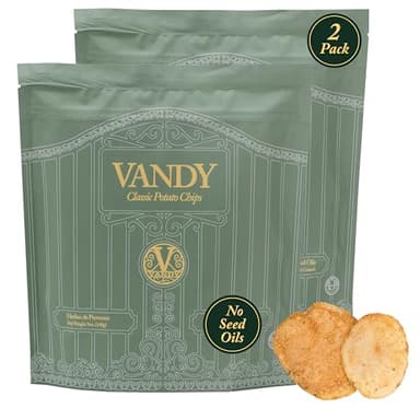 Vandy Crisps Potato Chips - Seed Oil Free Snacks - Gluten Free Potato Chip - Made with Potatoes, Grass-Fed Beef Tallow, Sea Salt, & Herbes de Provence Blend - 2 Pack, 5 Ounce Each (Herbes de Provence)