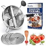 Stainless Steel Food Mills With 3 Milling Discs,Ergonomic design Of Rotary Food Mills For Tomato Sauce,Potatoes,Jams with Silicone Handle Dishwasher Safe, Multifunctional Spoon,Orange