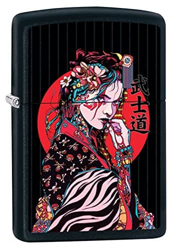 Zippo Lighter: Japanese Geisha Girl - Black Matte 80880