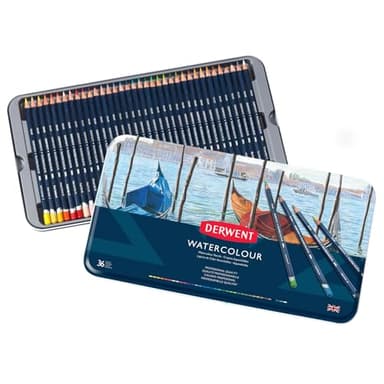 Derwent Colored Pencils, WaterColour, Water Color Pencils, Drawing, Art, Metal Tin, 36 Count (32885)