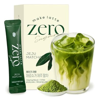 Matcha Powder for Latte Zero Sugar Easy 10 Sticks Ceremonial Grade Jeju Korean Matcha for Latte Green Tea Powder, Premium Barista Crafted Mix, soft & savory taste, 10 Servings (4.23 Ounces)