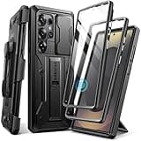 TONGATE for Samsung Galaxy S25 Ultra Case, [Built-in Slide Camera Cover & Screen Protector] [2 Front Frames] Full-Body Heavy Duty Shockproof S25 Ultra Phone Case with Stand & Belt Clip Holster, Black