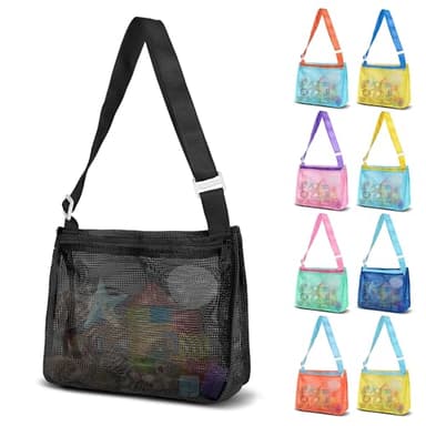 VOROLO Mesh Beach Bag for Holding Toys,Sand Towels Tote for Kids Seashell Collecting,Swimming Accessories for Boys and Girls