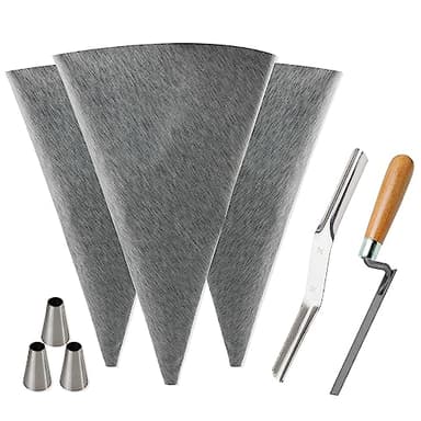 Tahikem 3 Pack Tile Grout Masonry Mortar Bag, 12" by 24" Heavy Duty Cement Sealer Bag, Grout Bag with Metal Tip, Mortar Bag Masonry, Grout Bag for Tile Installation, Grouting Bag (12x24 inch, Grey)