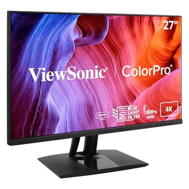ViewSonic VP2756-4K 27 Inch 4K ColorPro Monitor, IPS Display with 100% sRGB and Pantone Validated for Professional Photo Editing, Advanced Ergonomics, 60W USB-C, HDMI, and DisplayPort Inputs