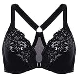DELIMIRA Women's Front Closure Plus Size Full Coverage Lace Underwire Racerback Bra Black 42DD