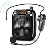 SHIDU Voice Amplifier, Speaker with Wireless Microphone Headset 10W Rechargeable Portable PA System 2000mAh Rechargeable Battery Support TF, USB Playback for Teachers, Yoga, Tour Guides, Training
