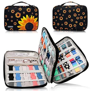 Sambois Watch Organizer - Portable Case for 35 Apple Watch Bands, Travel Storage Bag for iWatch Bands & Accessories (Sunflower)