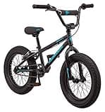 Mongoose Argus MX Kids Fat Tire Mountain Bike, Age 3 to 7 Year Old or 38 to 48 Inches Tall, 16" x 3.0" Fat Tires, BMX-Style and High-Ten Steel Frame, Single Speed, Black