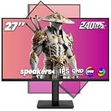 CRUA 27 Inch Gaming Monitor QHD 1440P 240Hz 100% sRGB IPS Computer Monitor with Built in Speaker, Height/Pivot/Swivel/Tilt Adjustable Vertical Monitor, Support FreeSync, DP, HDMI, Wall Mount-Black