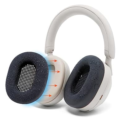 WC SweatZ XM5 - Patented Earpad Sweat Covers for Sony WH1000XM5 by Wicked Cushions | Full 360 Earpad Protection | Sweatproof & Easily Washable | Black