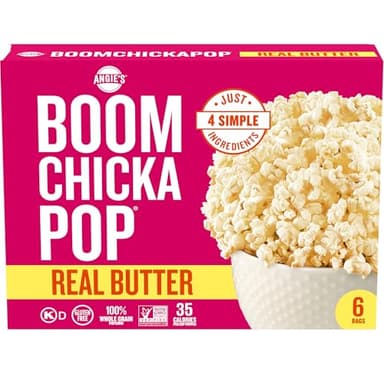 Angie's BOOMCHICKAPOP Real Butter Microwave Popcorn, 3.29 oz., 6-Count Bags