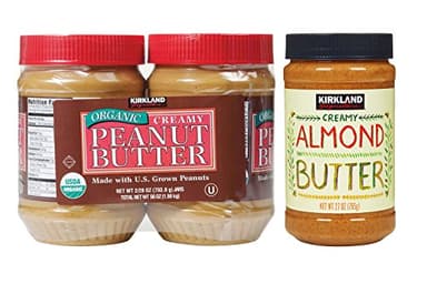 Kirkland Signature Organic Peanut Butter and Almond Butter Bundle - Includes Kirkland Signature Two Peanut Butter (28 oz. Each) and Almond Butter (27 oz)