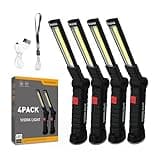 NODINIHU Working Light Portable, Rechargeable Work Lights with Magnetic Base Hanging Hook,360° Rotate 5 Modes,COB LED 800 Lumens Foldable Inspection Light for Car Repair, Grill and Outdoor Use(4pack)