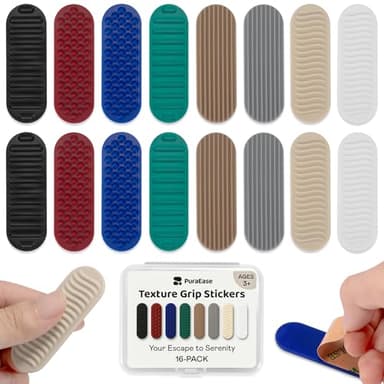 Textured Sensory Stickers for Kids & Adults – 16PC Adhesive Calm Strips for Anxiety, ADHD & Stress Relief – Quiet Fidget Toys for Work, Office, Desk, Gift Classroom Must Haves & School Supplies