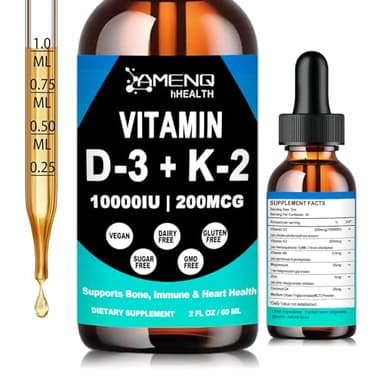 Vitamin D3 K2 Liquid Drops-D3 K2 Vitamin 10000 iu Supplement w/ Coconut Oil , Magnesium Zinc & B6 for Bone Immune & Heart Healthy, D3 and K2 Supplements Drops Faster Absorb Than K2 D3 Vitamin Gummies