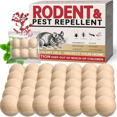 36 Balls Rodent Repellent, Peppermint Oil to Repel Mice and Rats, Mouse Repellent for Indoor and Outdoor,Natural Moth Balls to Keep Mice, Rats Away Your Home