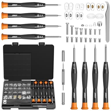 JOREST Eyeglass Repair Kit, Sunglasses/Glasses Repair Tool including Small Screws, Nose Pads and Screwdrivers, Glasses Fixing Kit; Christmas gift for people who wear glasses(Men/Women Adults Him/Her)