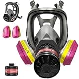 Full Face Gas Masks Survival Nuclear and Chemical, Full Face Respirator Mask With Filters 60923 and 40mm Filter Against Dust, Organic Vapor, Gases Used for Painting, Chemical, Epoxy Resin, Welding