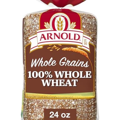 Arnold Whole Grains 100% Whole Wheat Bread, Wheat Bread Free From Artificial Colors, Flavors and Preservatives, 24 oz Loaf